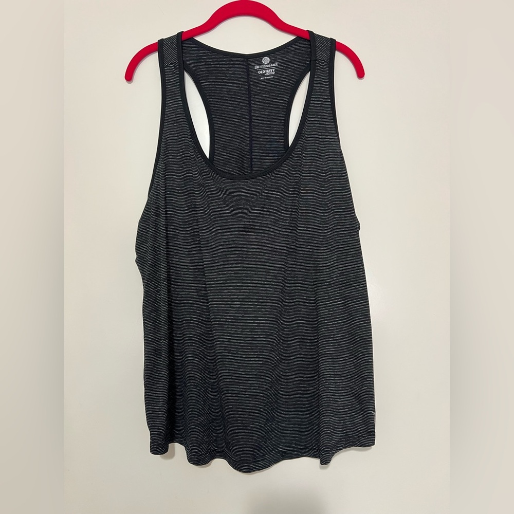Old Navy Active Black Striped Semi-Fitted Tank Top